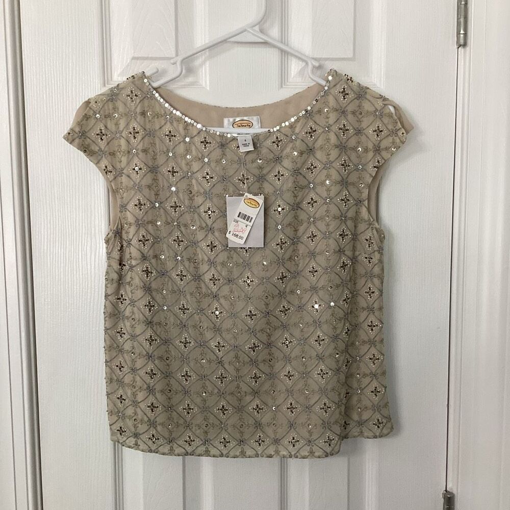 Talbots Beige Sequin Blouse